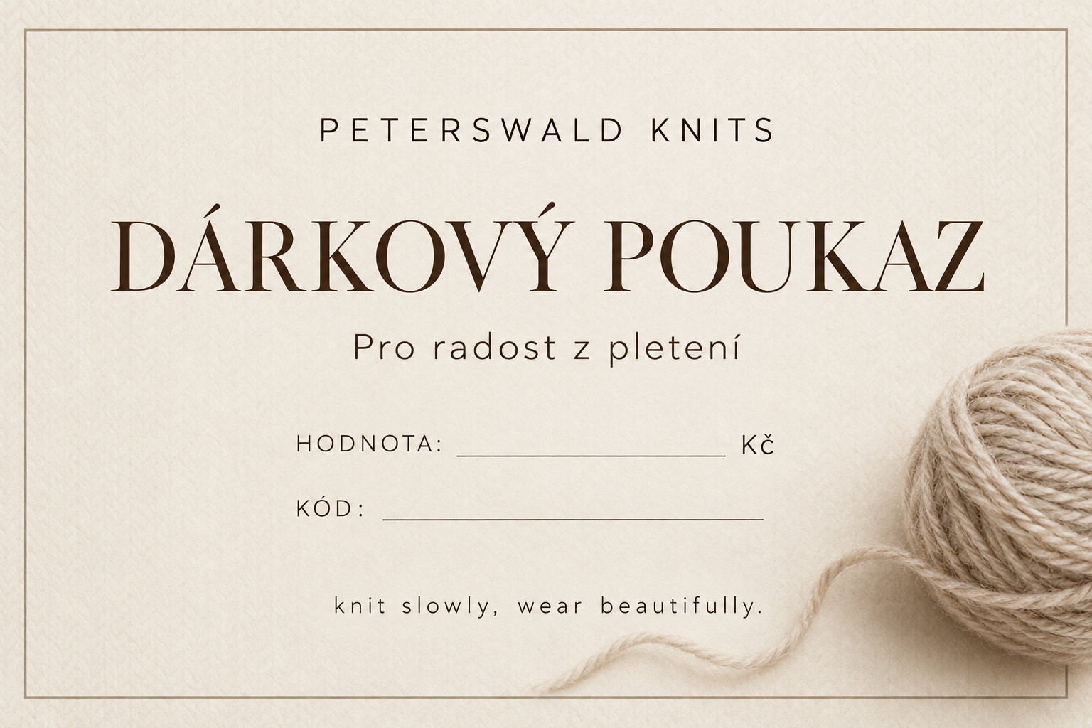 Dárkový poukaz Peterswald Knits
